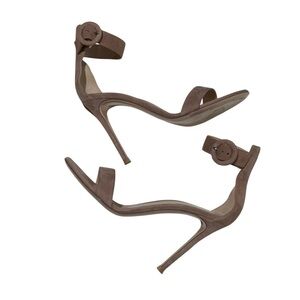 Gianvito Rossi Open Toe Tan Suede Stiletto Heels size 36